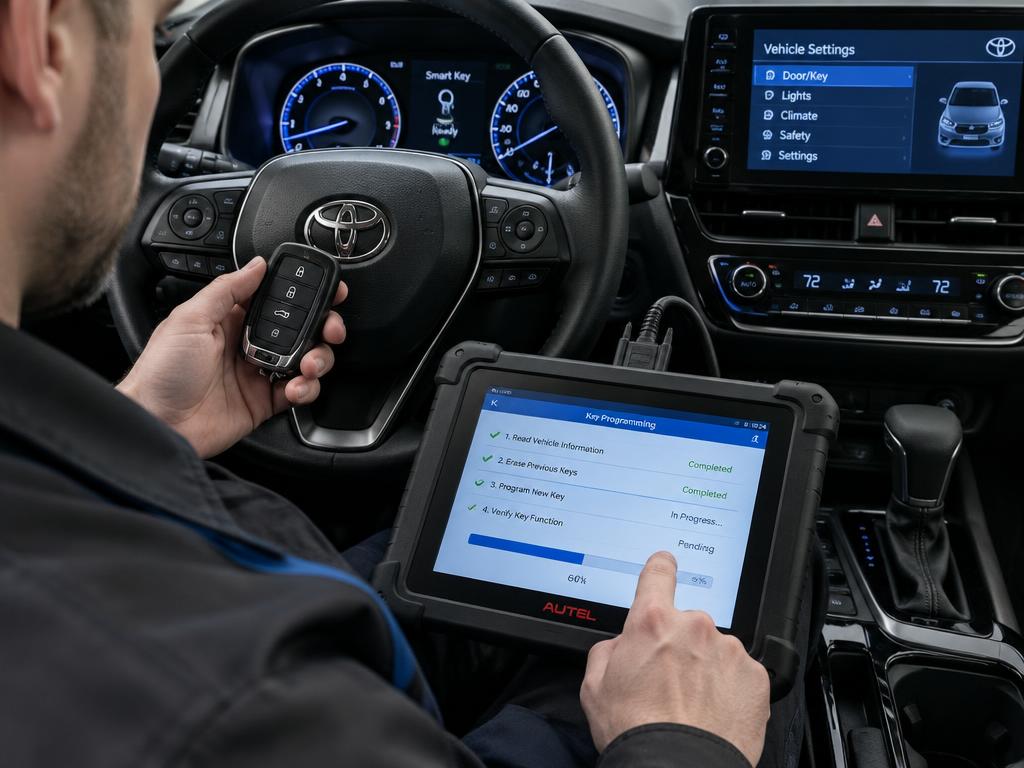 Programming a push-to-start smart key with a diagnostic tablet